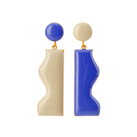 Cliff Earrings on Dots • Stone & Royal Blue