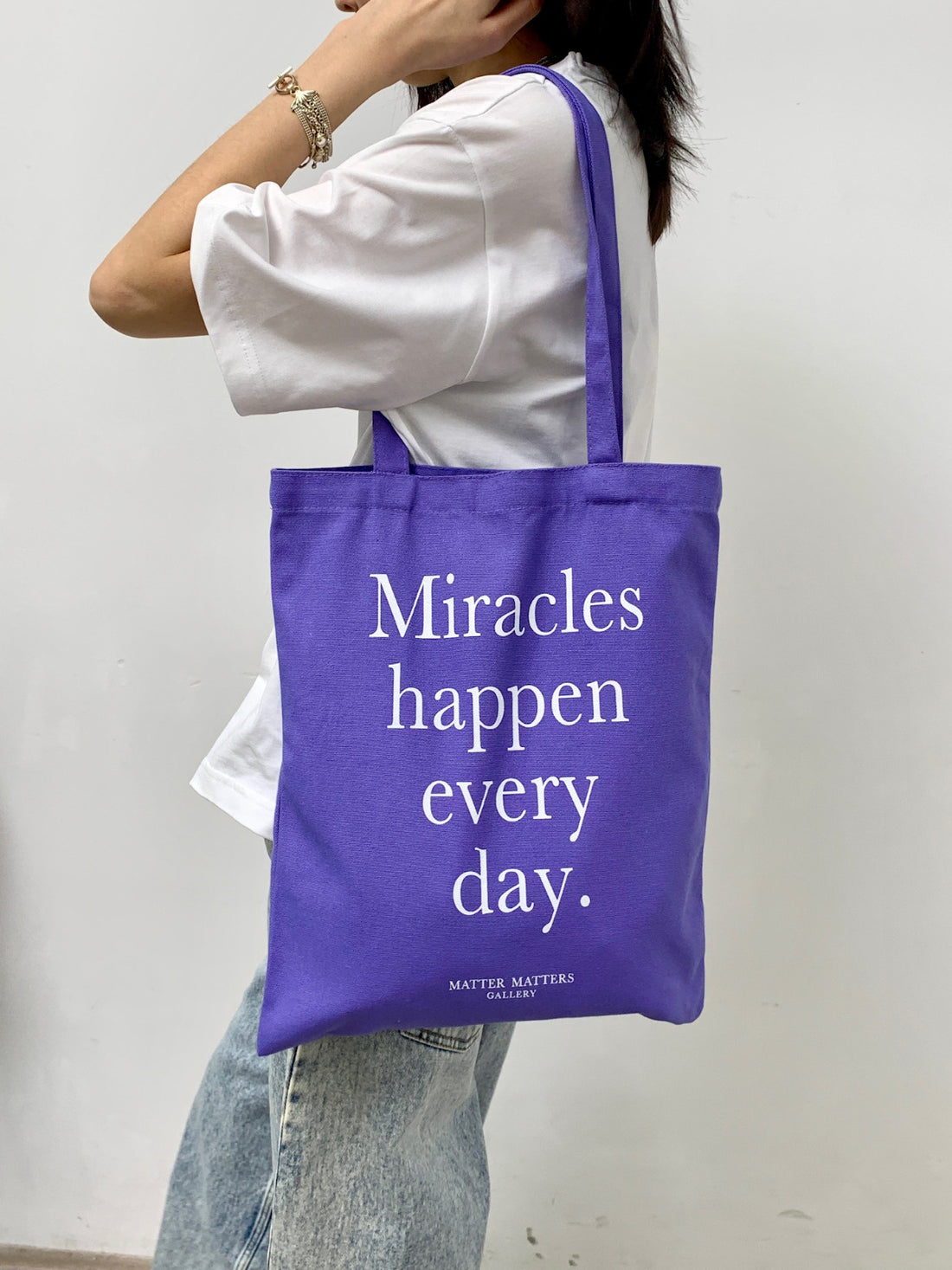 Miracles happen every day • Purple/ Tote Bag
