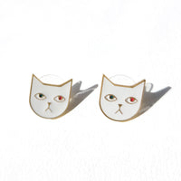 Kitty Tom Earrings • White