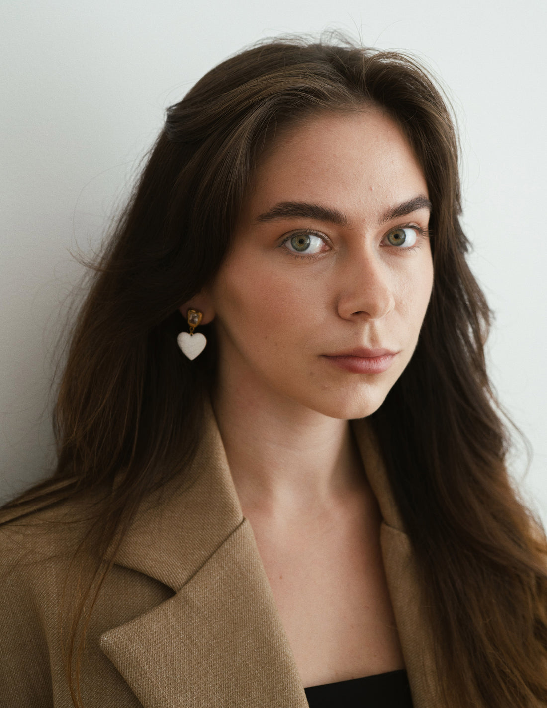 Precious Heart Earrings • Sparkly White