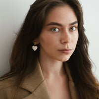 Precious Heart Earrings • Sparkly White