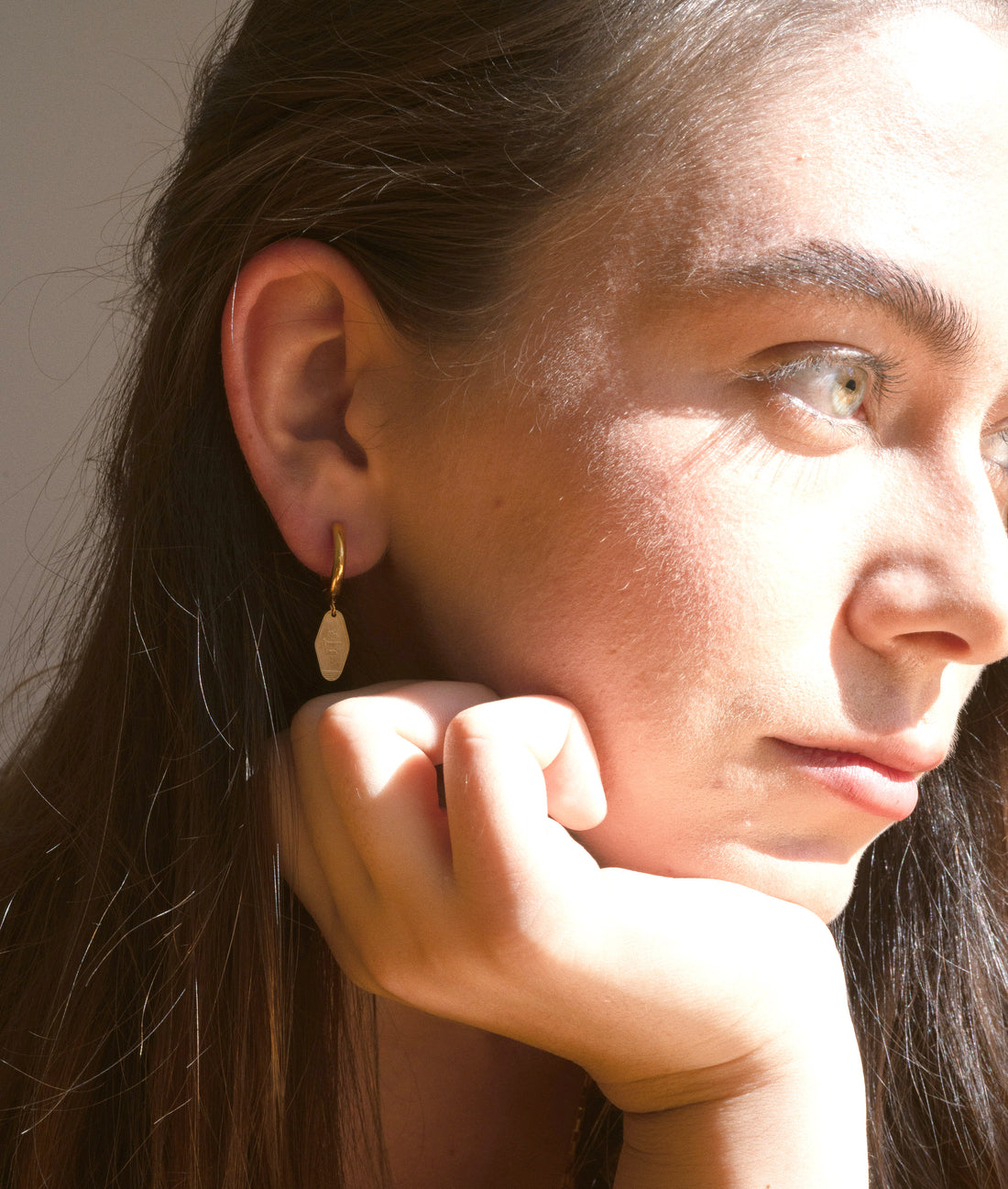 "Yes, I mean no." Key Tag Hoops • Gold