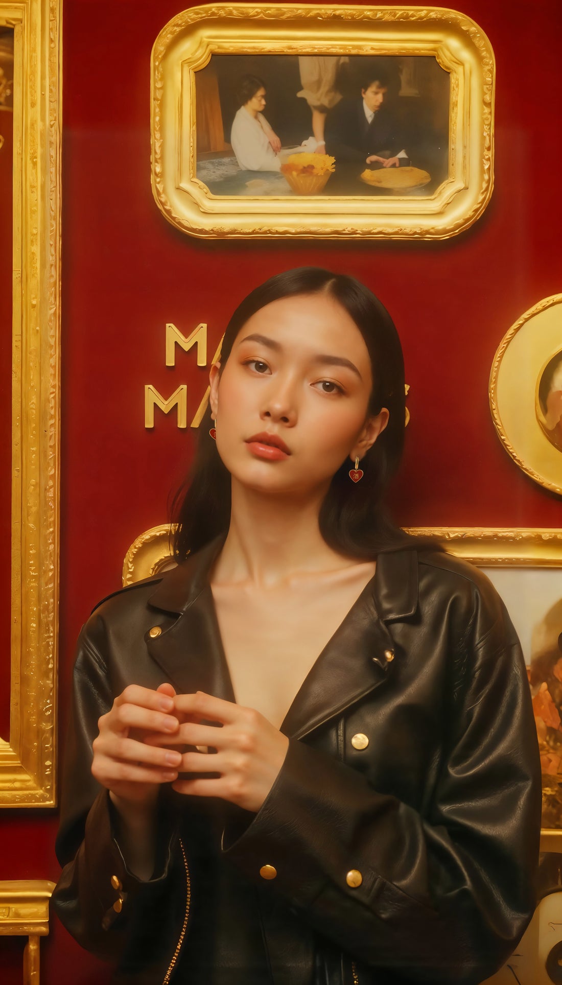 酒/鬼 Alcohol/Ghost Earrings • Red/Cream