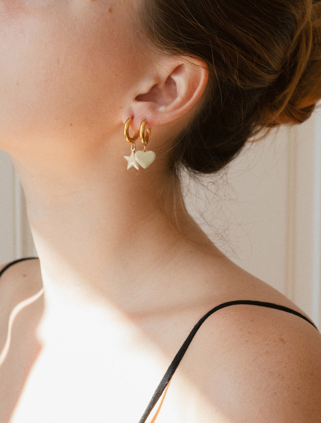Sparkle Heart & Star / Hoops • Black & Cream
