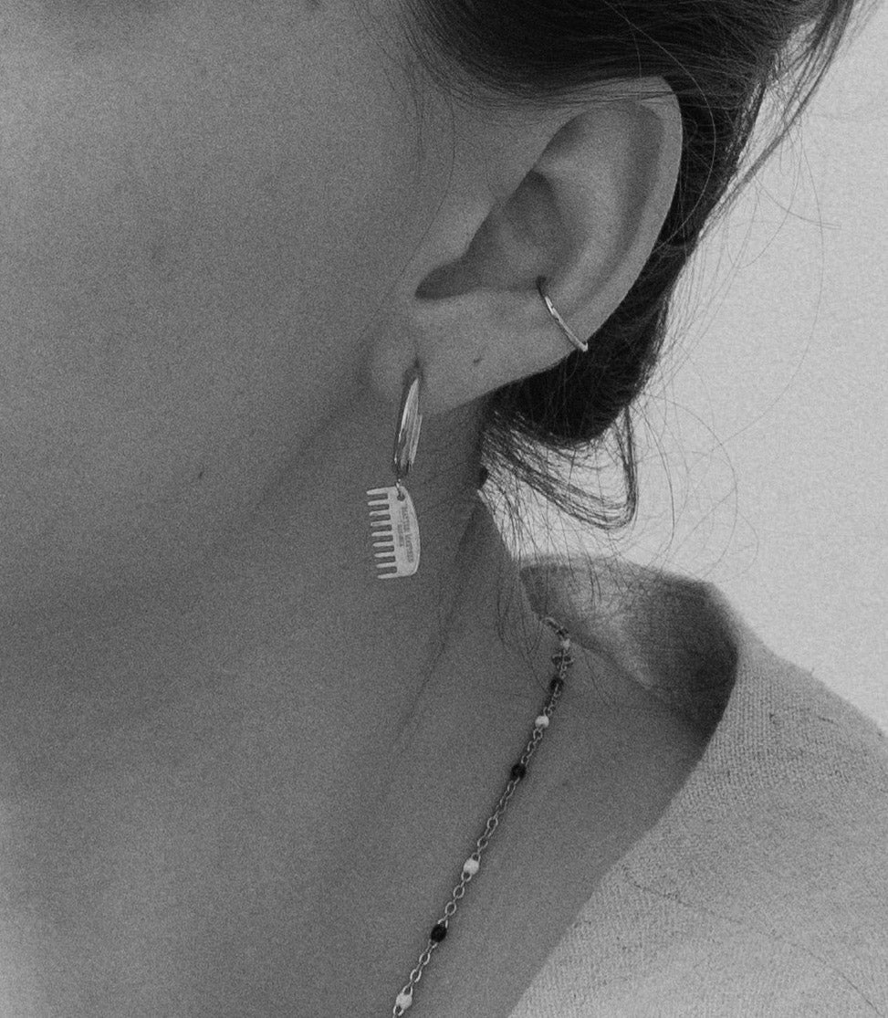 Hello Hair Comb Hoops •Steel