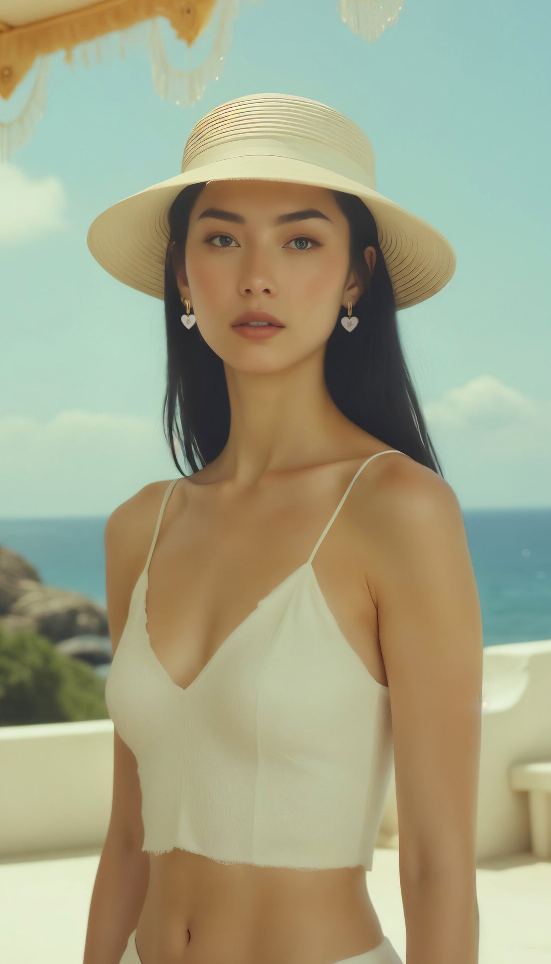 夢/想 Dream/Desire Earrings • White & Cyan