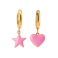 Sparkle Heart & Star / Hoops • Red & Pink