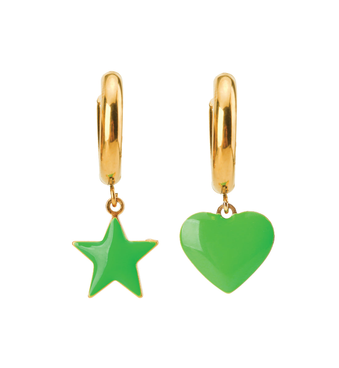 Sparkle Heart & Star / Hoops • Cobalt & Bright Green