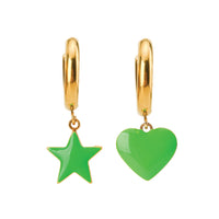 Sparkle Heart & Star / Hoops • Cobalt & Bright Green