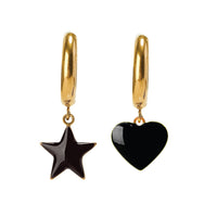 Sparkle Heart & Star / Hoops • Black & Cream