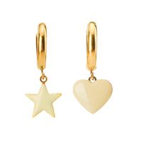 Sparkle Heart & Star / Hoops • Black & Cream