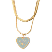 Fuck Yes Double Necklace • Pea Green