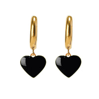 Humble Heart Earrings • Black & Cream