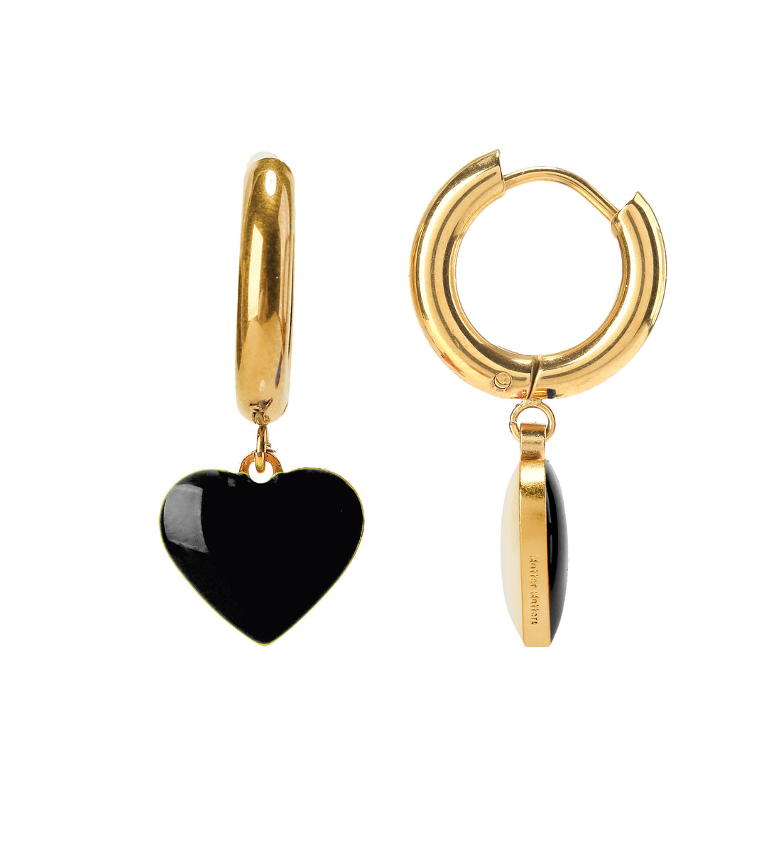 Humble Heart Earrings • Black & Cream