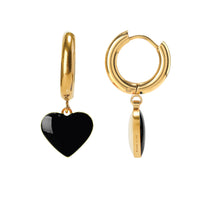 Humble Heart Earrings • Black & Cream
