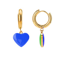 Humble Heart Earrings • Cobalt & Bright Green