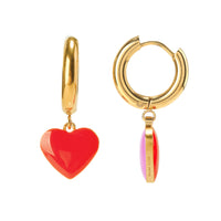 Humble Heart Earrings • Red & Pink