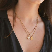 Vacation Key Tag Necklace • Black/Pink/Gold Chain