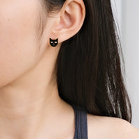 Mini Kitty Tom Earrings • Black