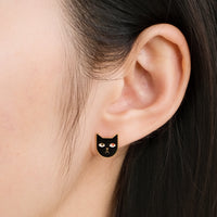 Mini Kitty Tom Earrings • Black
