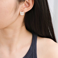 Kitty Tom Earrings • White