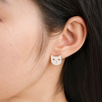 Kitty Tom Earrings • White