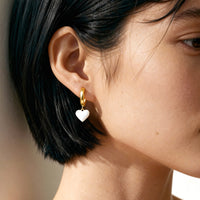 Humble Heart Earrings • Black & Cream