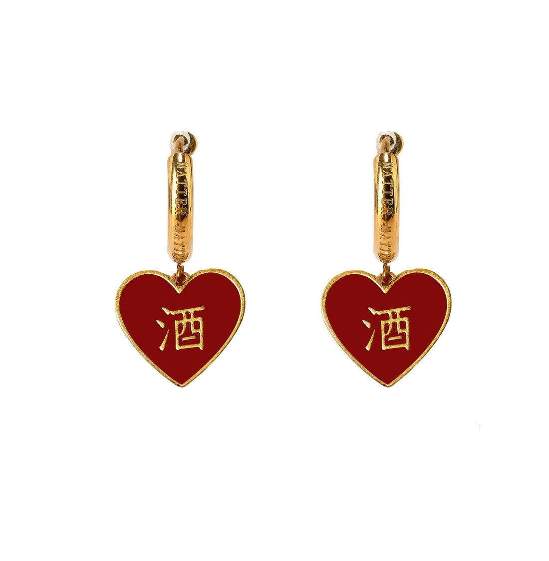 酒/鬼 Alcohol/Ghost Earrings • Red/Cream