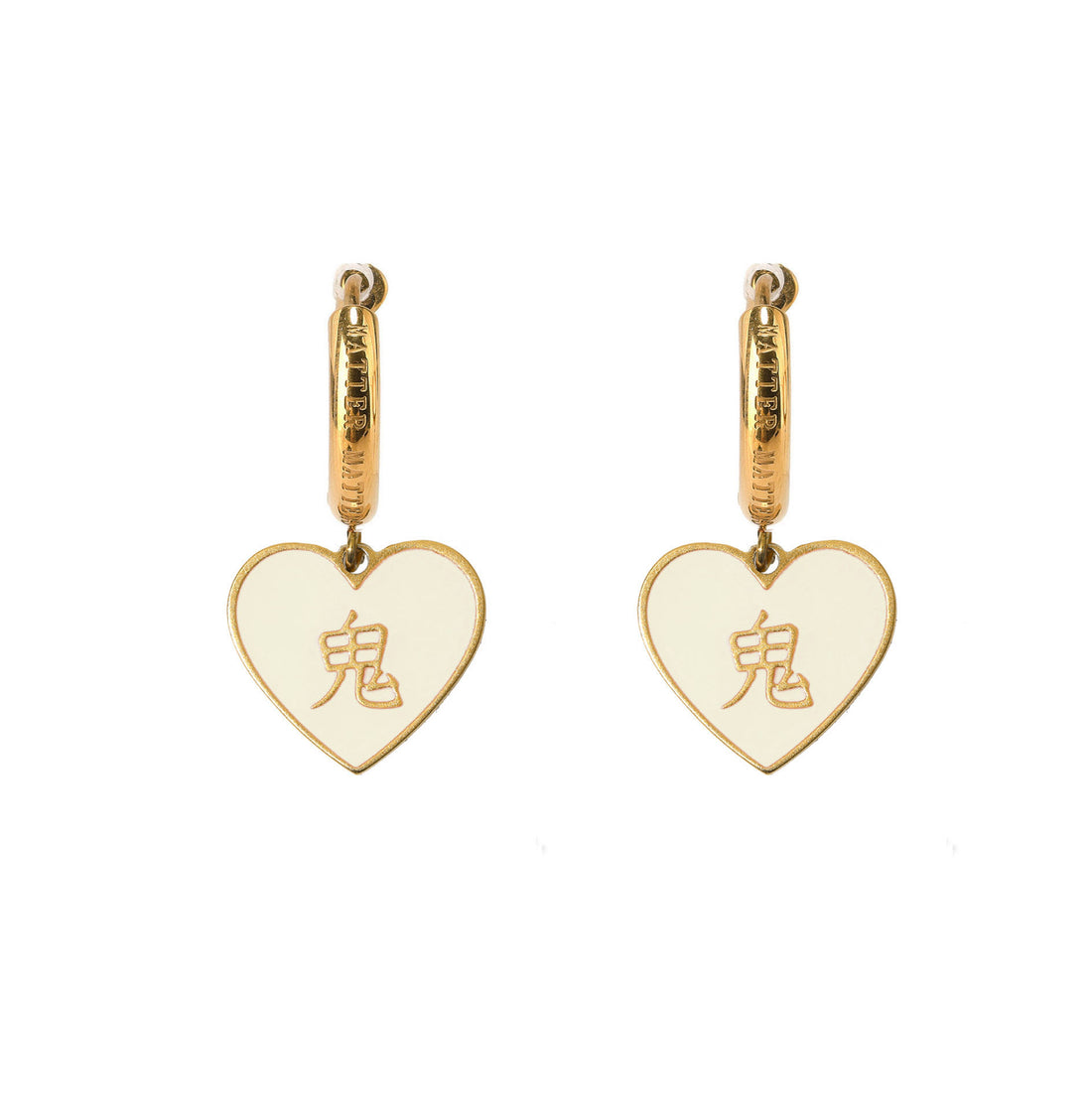 酒/鬼 Alcohol/Ghost Earrings • Red/Cream