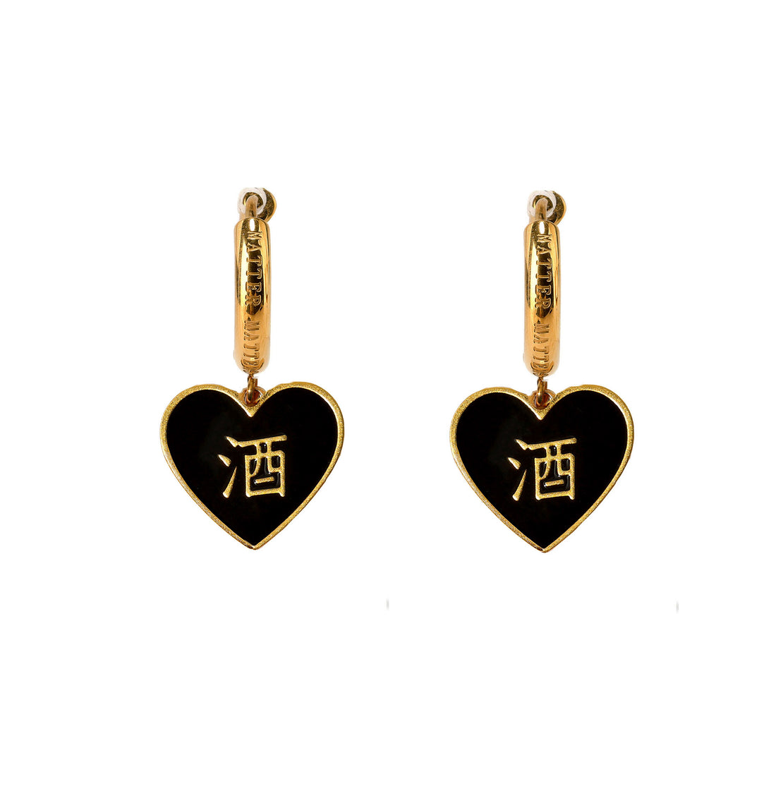 酒/鬼 Alcohol/Ghost Earrings • Black & Pink