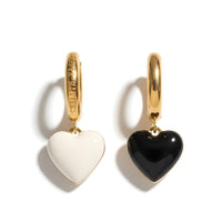 Humble Heart Earrings • Black & Cream