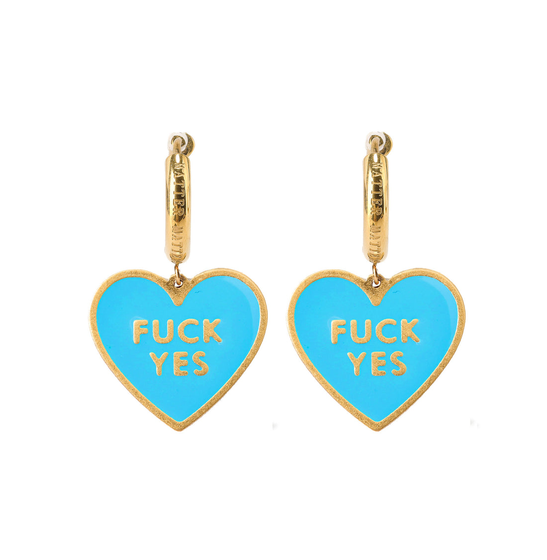 Fuck Yes Earrings Bright Blue/ Reversible