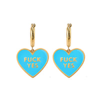 Fuck Yes Earrings Bright Blue/ Reversible