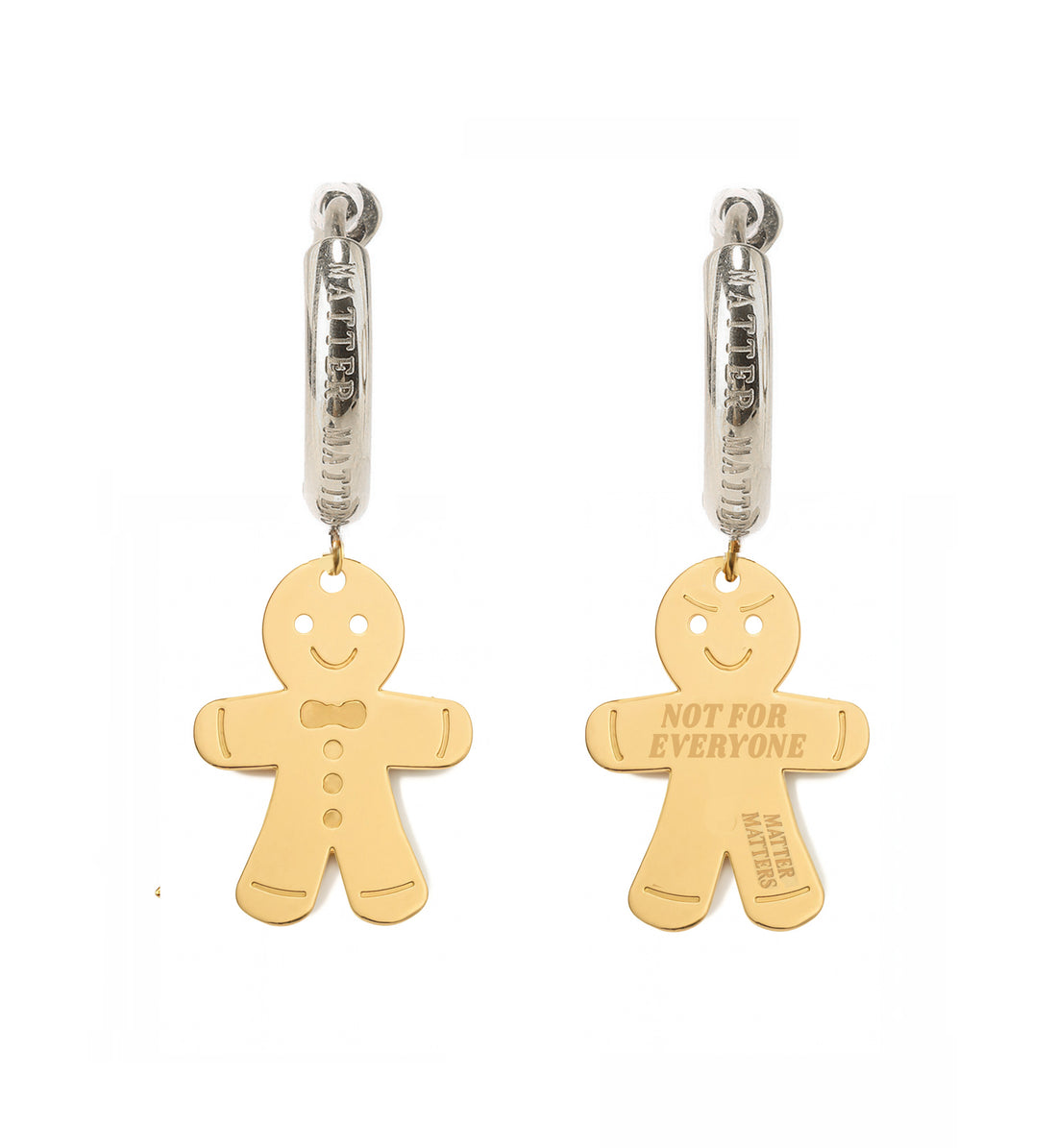 Not Anyone's Gingerbread Man Hoops • Gold with Steel Hoops