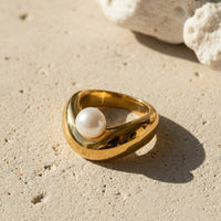 Lucky Oyster Ring • Gold & Faux Pearl