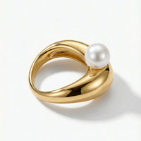 Lucky Oyster Ring • Gold & Faux Pearl