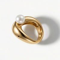 Lucky Oyster Ring • Gold & Faux Pearl