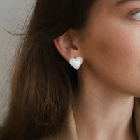 Puffy Heart Studs • White