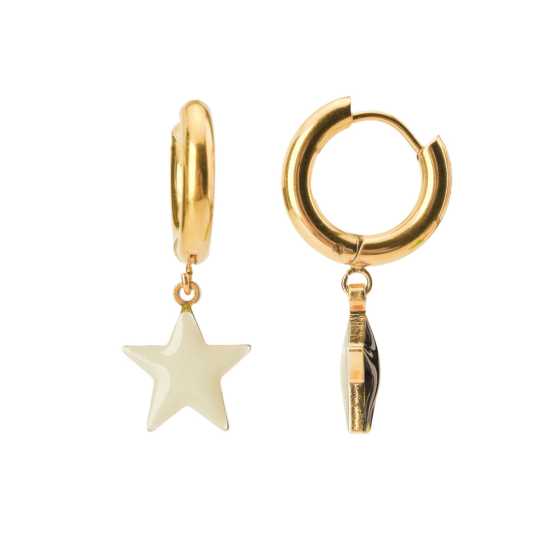 Shining Star Earrings • Black & Cream