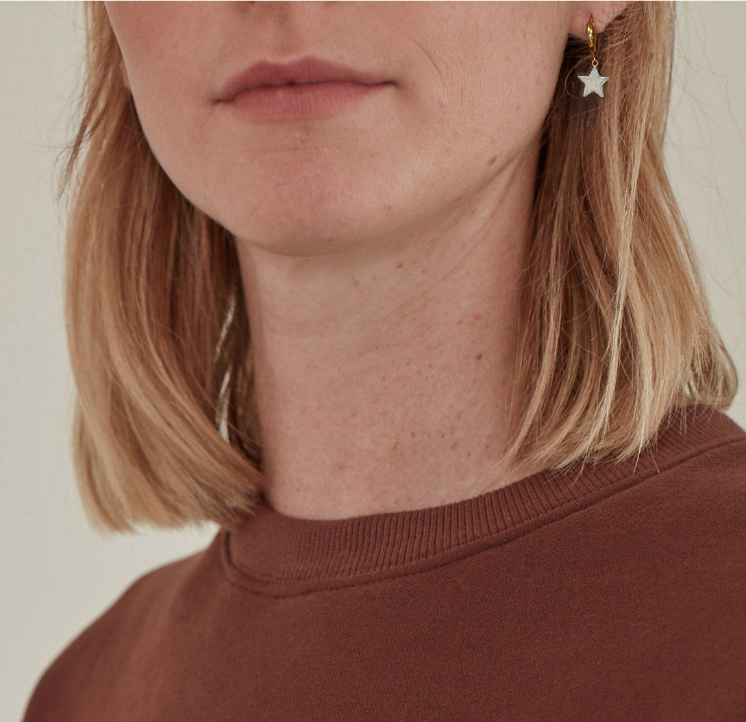 Shining Star Earrings • Black & Cream