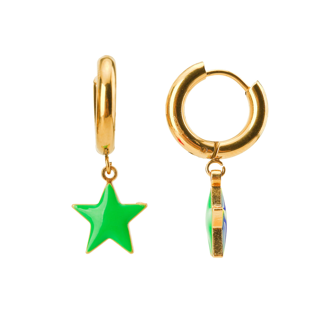 Shining Star Earrings • Cobalt & Bright Green