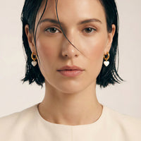 Humble Heart Earrings • Black & Cream