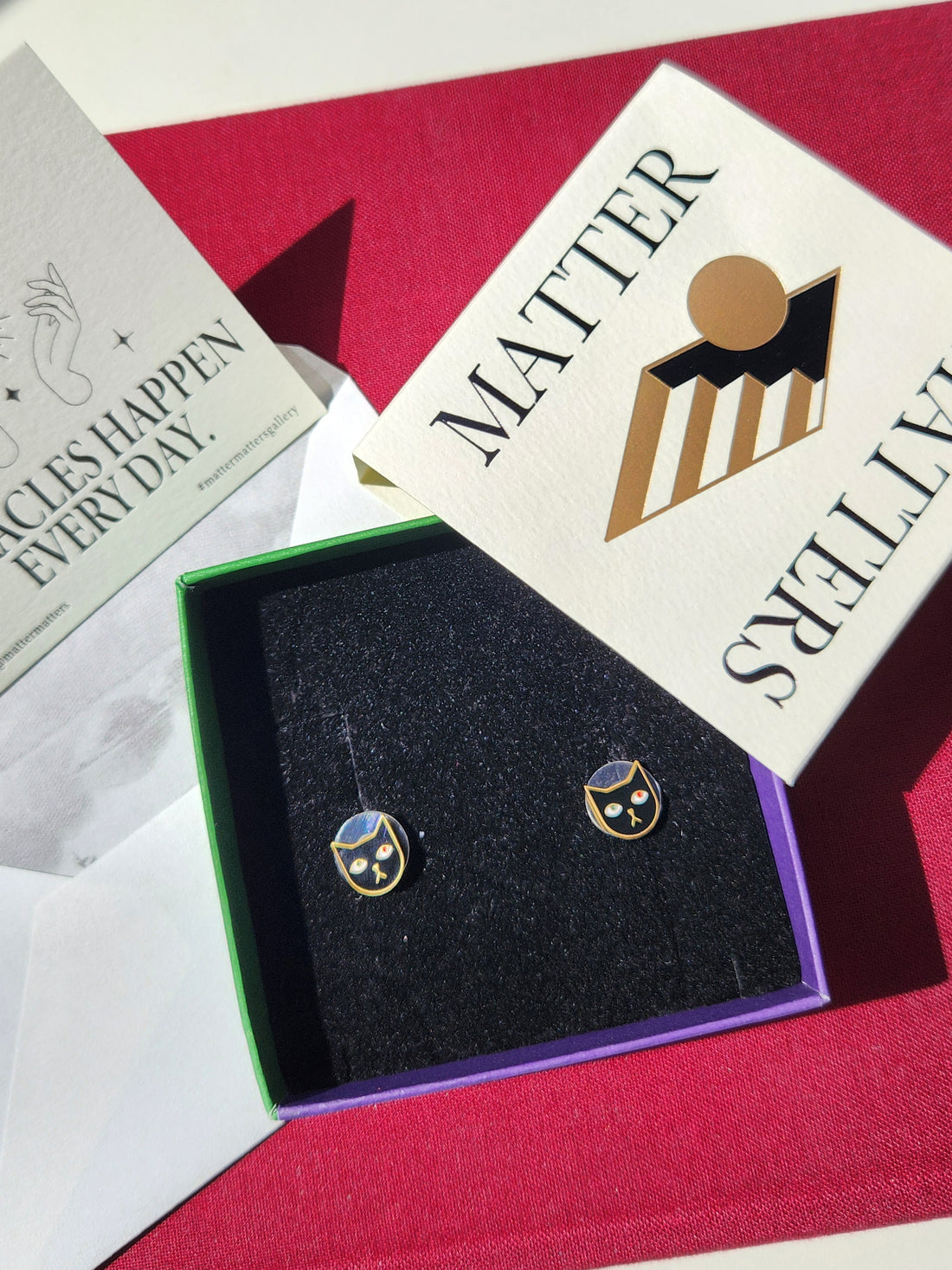 Mini Kitty Tom Earrings • Black