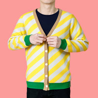 Earn Your / Wool Cashmere-Blend Cardigan • Yellow / Green