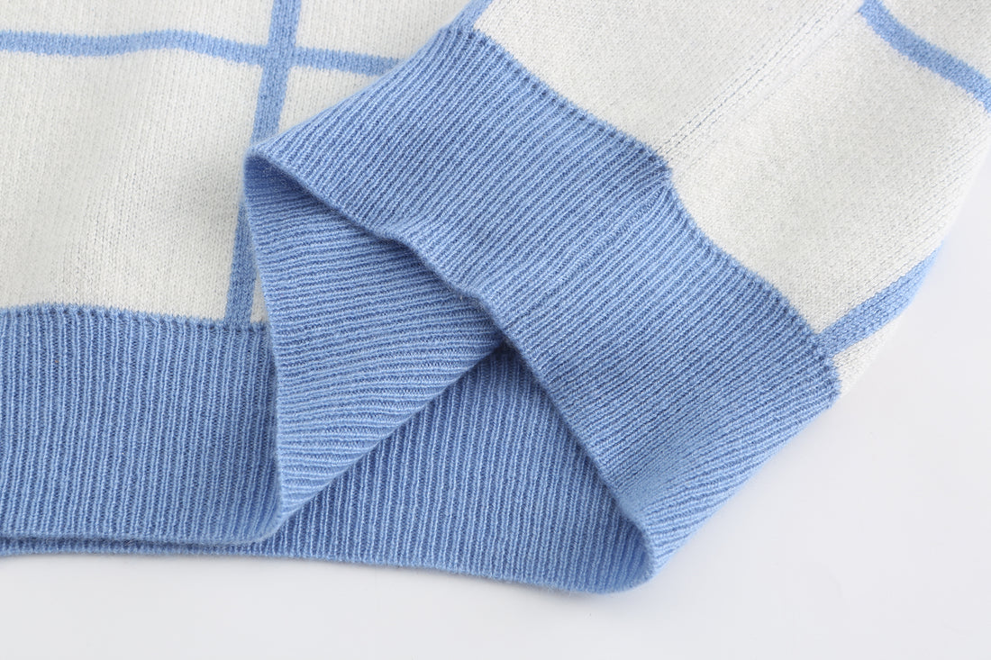 Fill in the Grids / Wool Cashmere-Blend Sweater • Light Blue