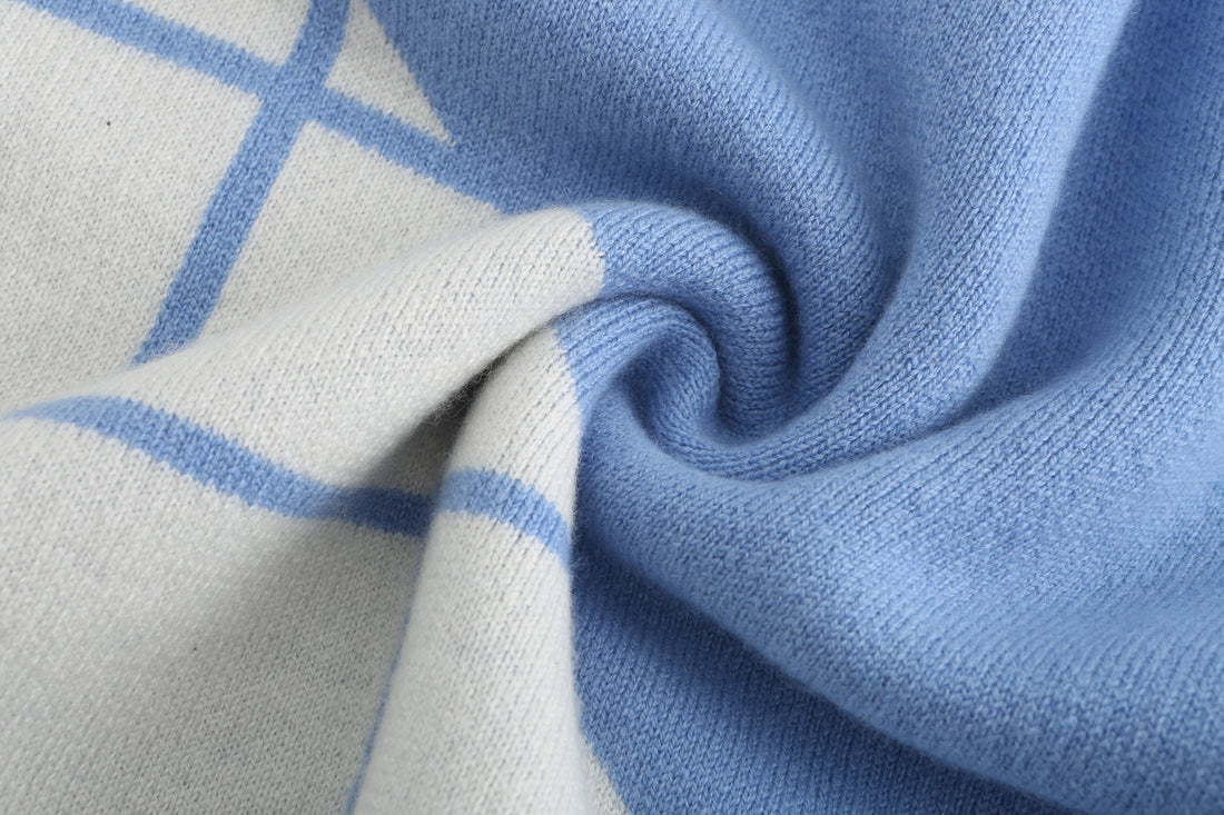 Fill in the Grids / Wool Cashmere-Blend Sweater • Light Blue