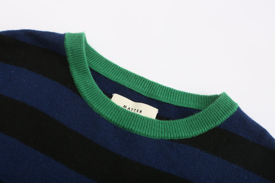 Opposite Ends / Wool Cashmere-Blend Sweater • Yellow/ Light Blue
