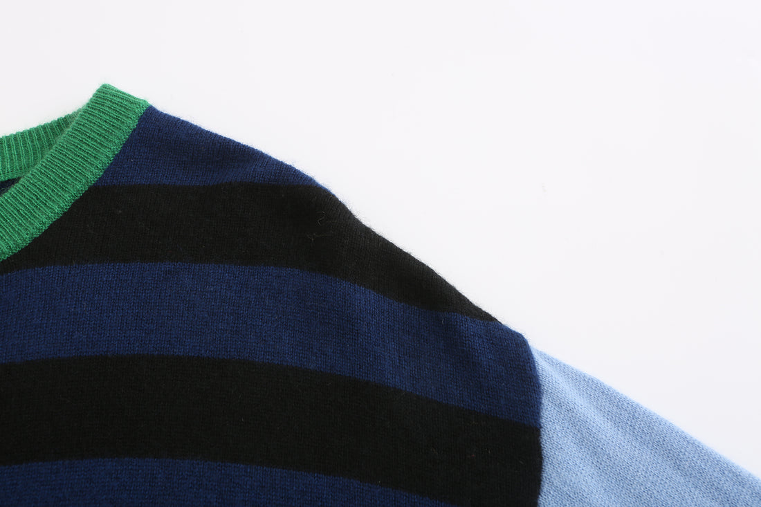 Opposite Ends / Wool Cashmere-Blend Sweater • Yellow/ Light Blue