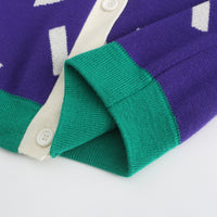 Ditsy / Merino Wool Cardigan • Purple