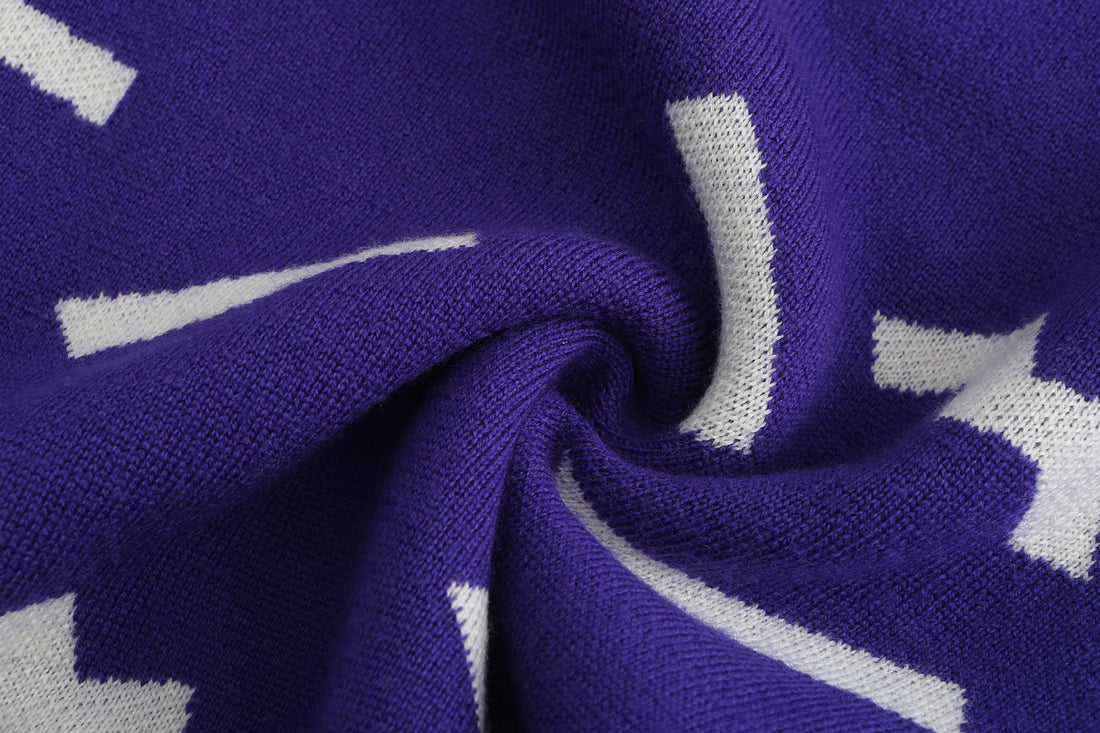Ditsy / Merino Wool Cardigan • Purple